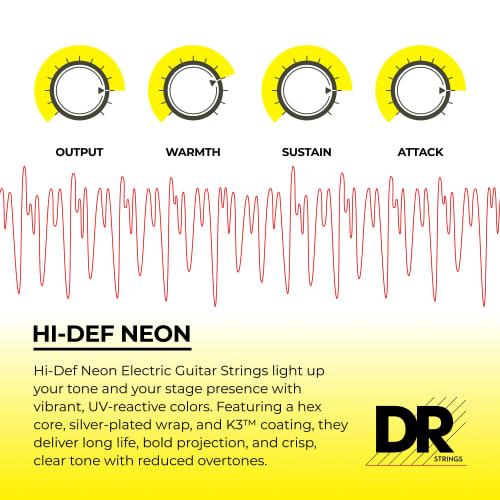 [1 Set] DR DR-NMCE10 10-46 Neon Multicolor Electric Guitar Strings