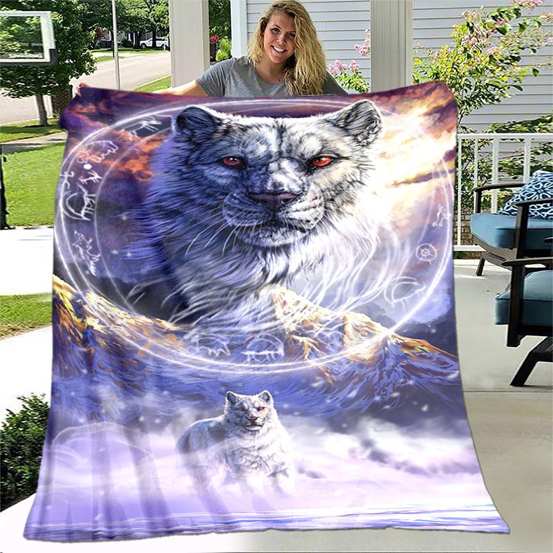 Большой чехол для дивана-кровати с принтом тигра и манты, мягкое и волосатое одеяло, плед, мягкие теплые фланелевые пледы, офисные подарки