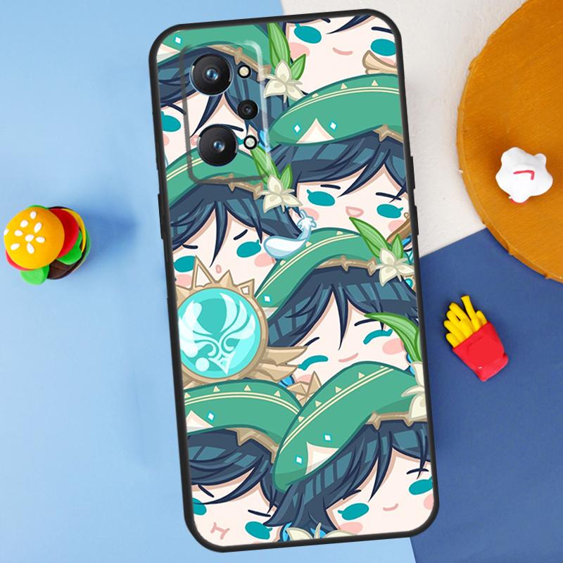 Милый Мультяшный Genshin Impact Для Realme GT7 Pro GT 6T 6 5 C67 C61 C55 C53 C51 C21Y C25S C75 10 11 12 13 14 Pro Plus Чехол