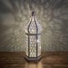 LED Wind Lamp Decorative Moroccan Style LED Iron Lantern with Hollow Pattern for Romantic Room Decoration