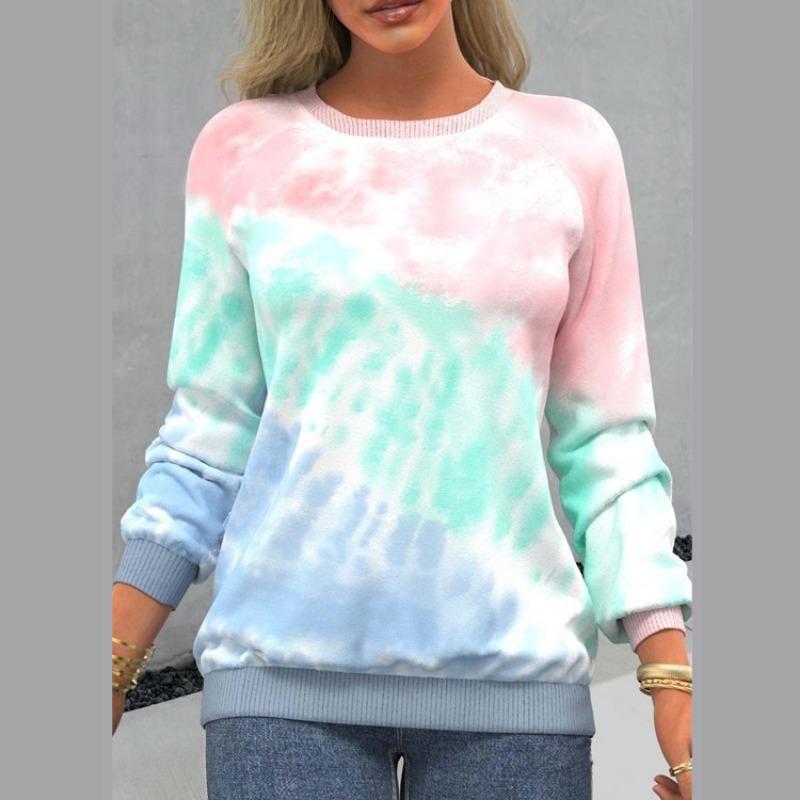 Женская модная повседневная футболка с длинным рукавом и круглым вырезом и топ