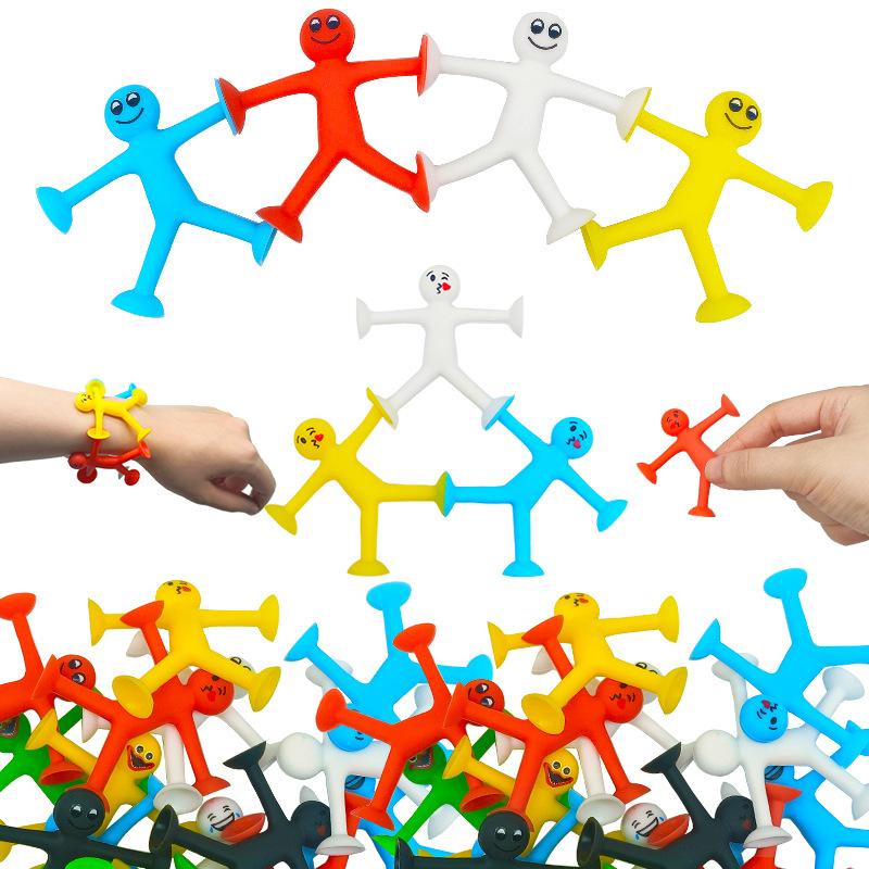 Детская Мультяшная Присоска Уникальная Присоска Цвет Желтый Маленький Персонаж Выражение Лица Креативная Кукла Маленький Желтый Человек Декомпрессия