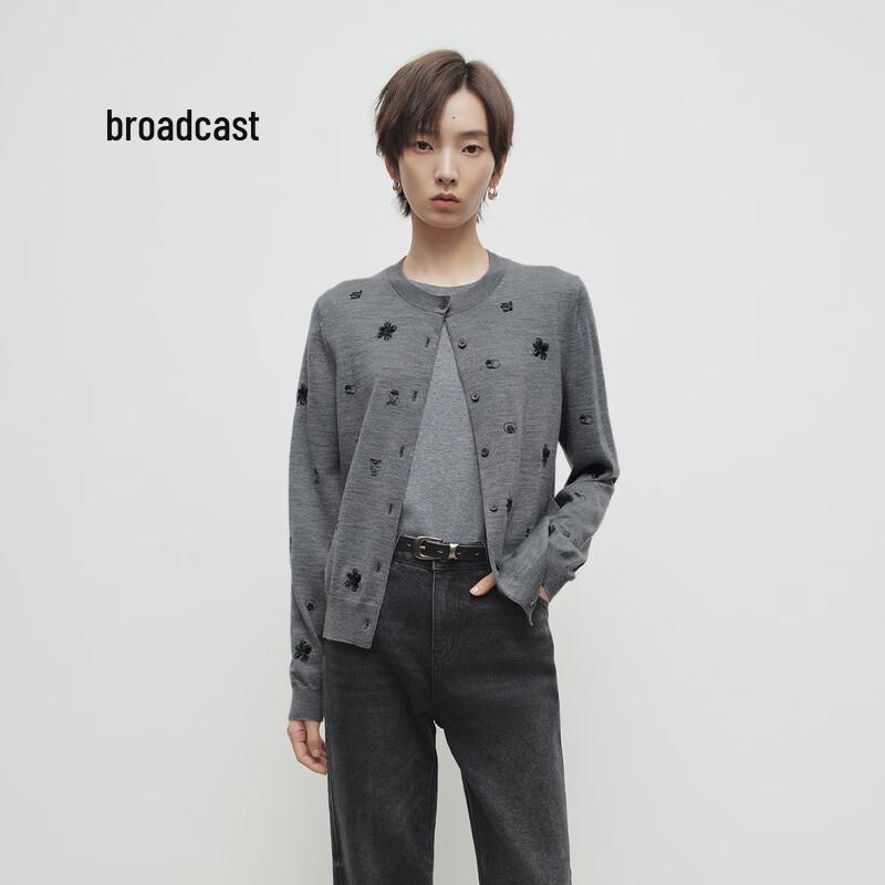 Broadcast Women's Unique Embroidered Round Neck Cardigan