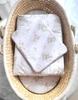 Newborn bedding set with filling, 2 pieces, 75x100cm, beige teddy bear with rainbow