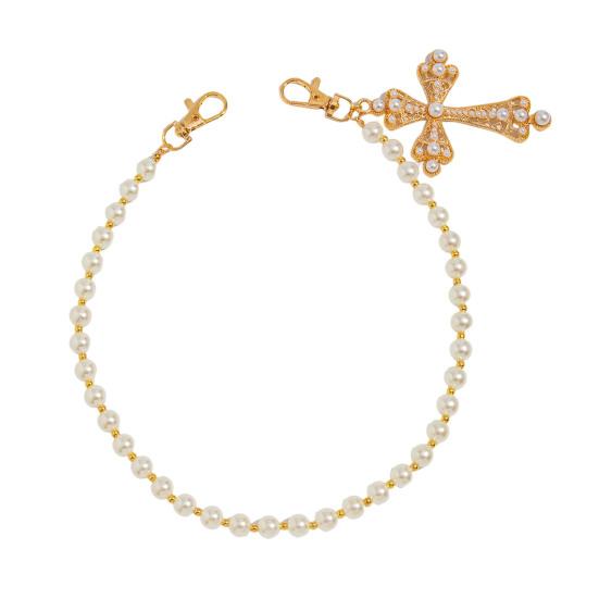 Pants Chain Faux Pearls Metal Flower Decor Wallet Chain Multi-layered Design Hip-hop Style Wallet Chain Wearable Art Accessory