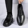 Leather Shoes Men's Spring Business Dress High-end Sense Casual Commuting Leather Soft Sole Black Men's Wedding Groom Shoes
