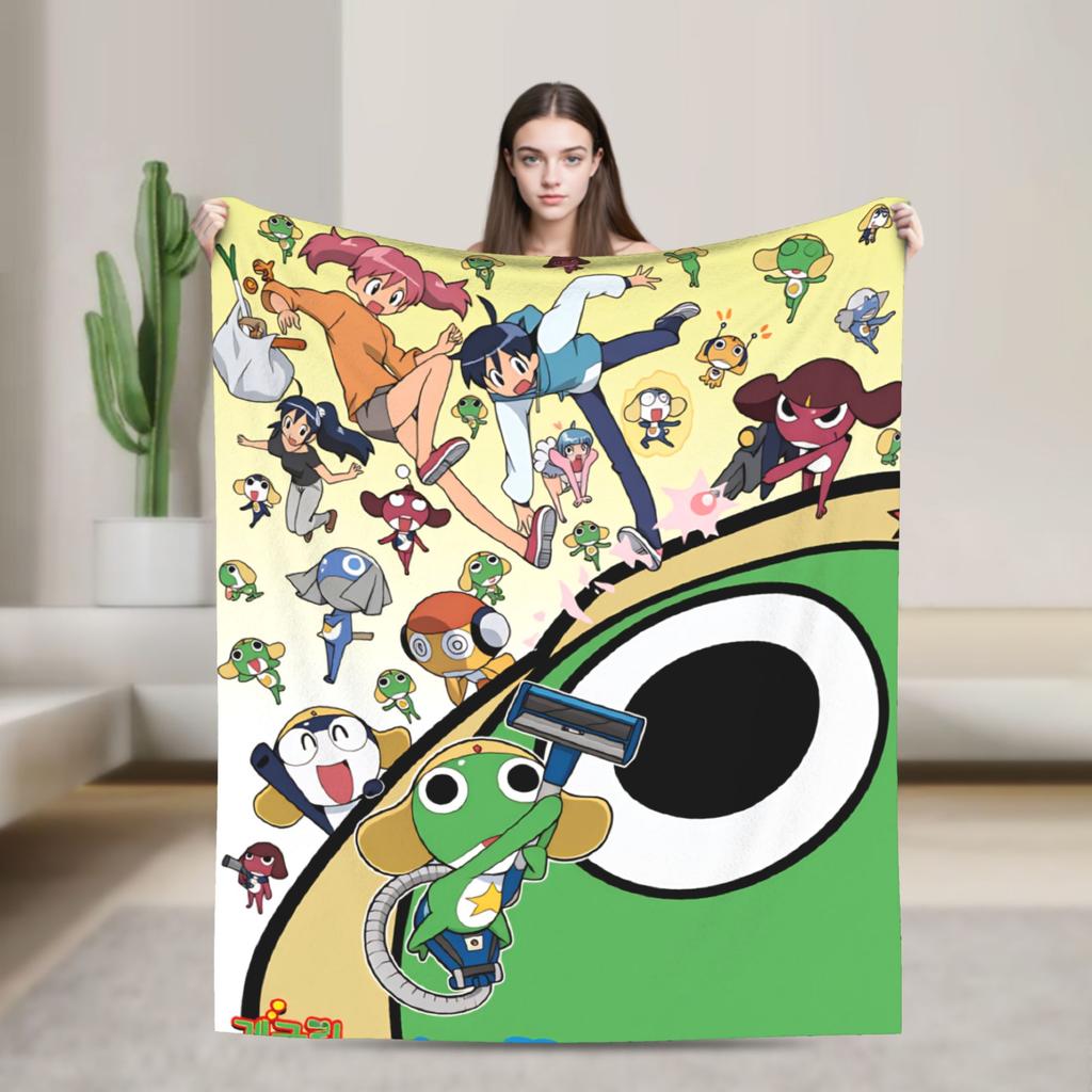 Keroro Gunsou Frog Super Warm Blanket Decorative Plush Throw Blanket Aesthetic Couch Chair Flannel Bedspread Sofa Bed Cover