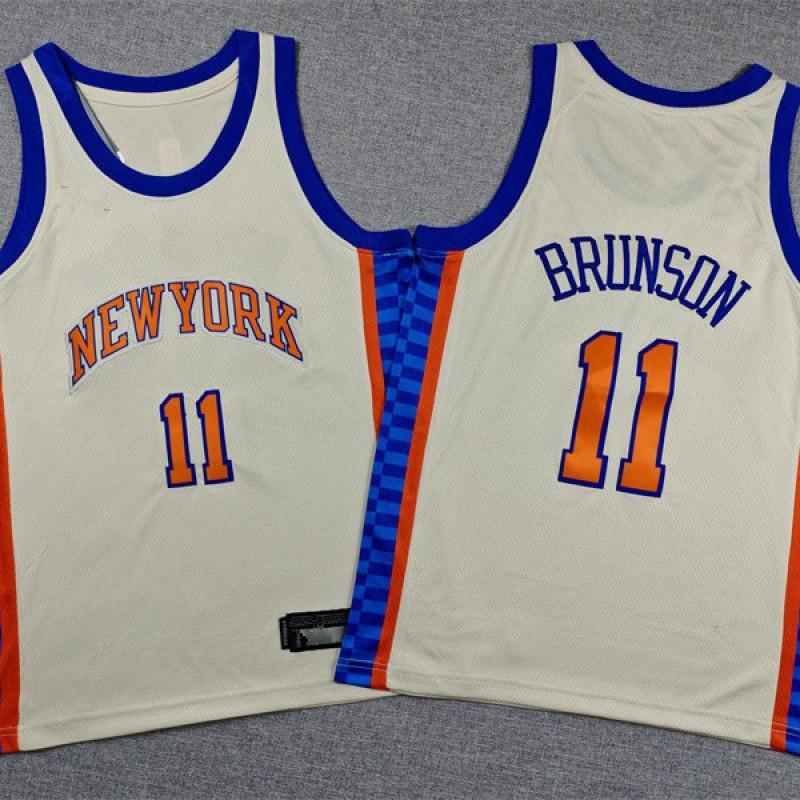 Kids Basketball Jersey 2026 New York Knicks 11 Brunson City Edition Embroidered Sports Uniform