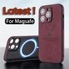Роскошный Кожаный Чехол с Магнитом Magsafe для iPhone 17 Air 16 15 14 13 12 11 Pro Max Plus, Чехол для Беспроводной Зарядки