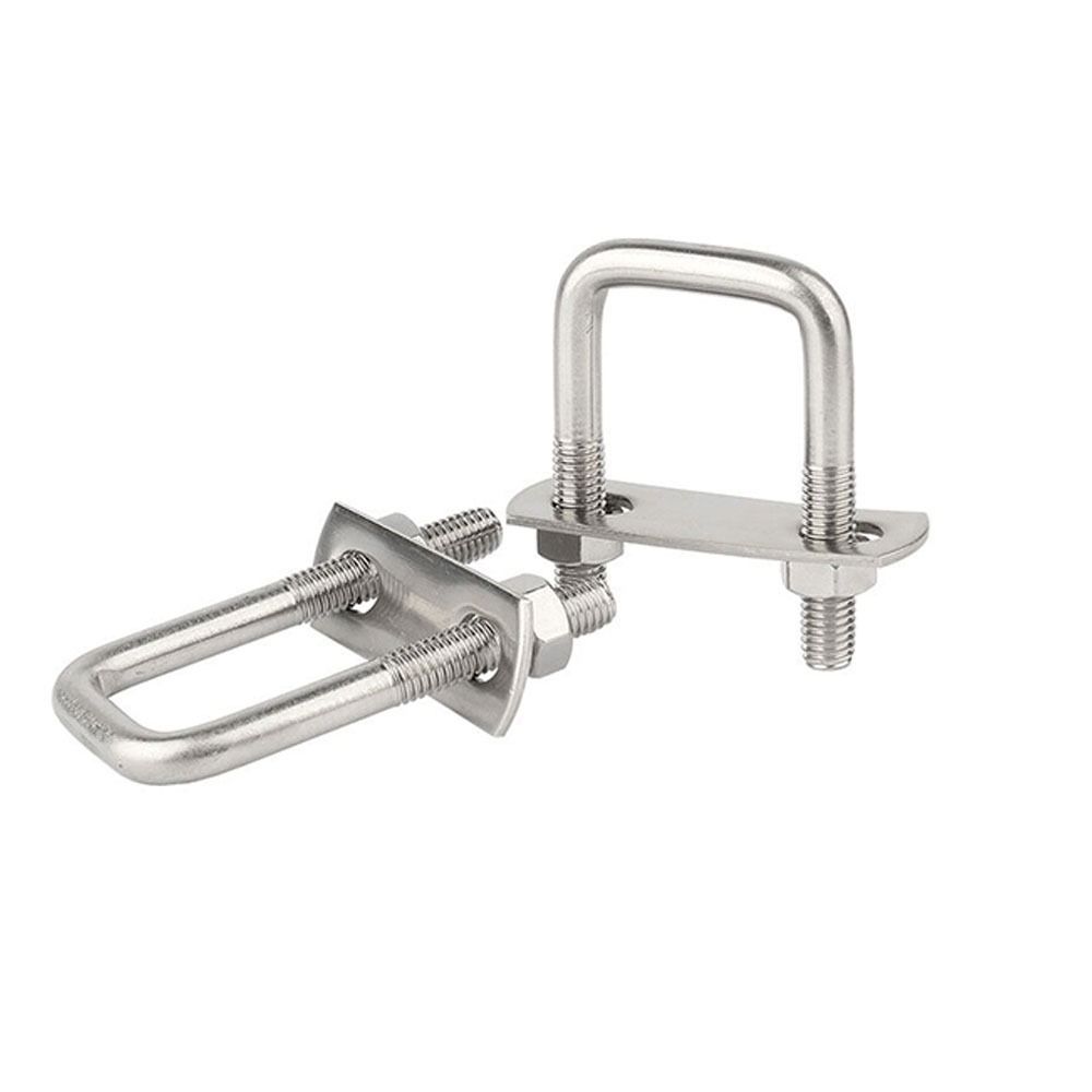 Квадратные U-образные болты из нержавеющей стали, серебряный U-образный зажимной болт с гайками и пластинами U-образный зажимной болт