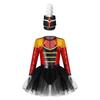 Kids Honour Guard Outfit Tutu Leotard Dress with Feather Hat Back Zipper for Cosplay