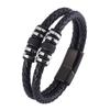 Trendy Stainless Steel Leather Bracelets For Men Bracelet Bangle Double Layers Braided Male Female Wristband Jewelry