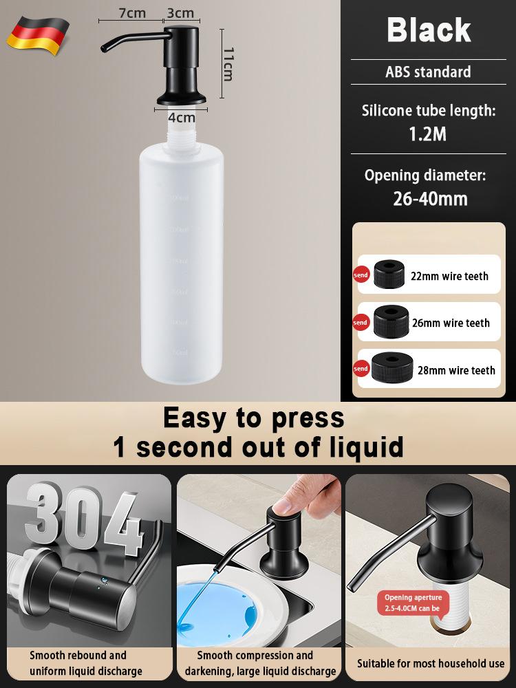 Дозатор мыла для раковины Встроенный дизайн Бутылка для жидкости. Гидравлический дозатор мыла для кухни Дозатор мыла для кухонной мойки