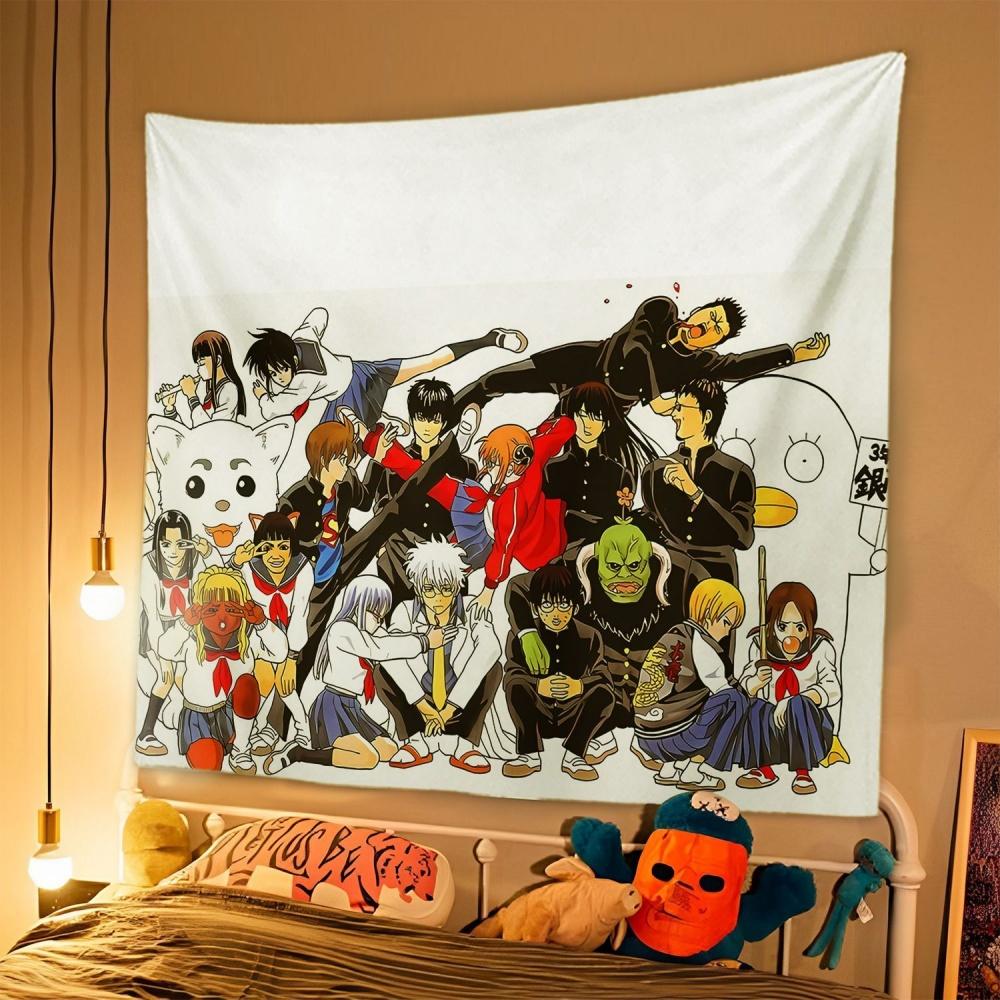 1pc Japanese Anime Tapestry GINTAMA Background Cloth Student Dormitory Bedside Bedroom Decoration Hanging Rental House  Tapestry