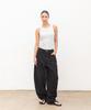 CHAMBROS Curved Balloon Cotton Denim Pants [Black]