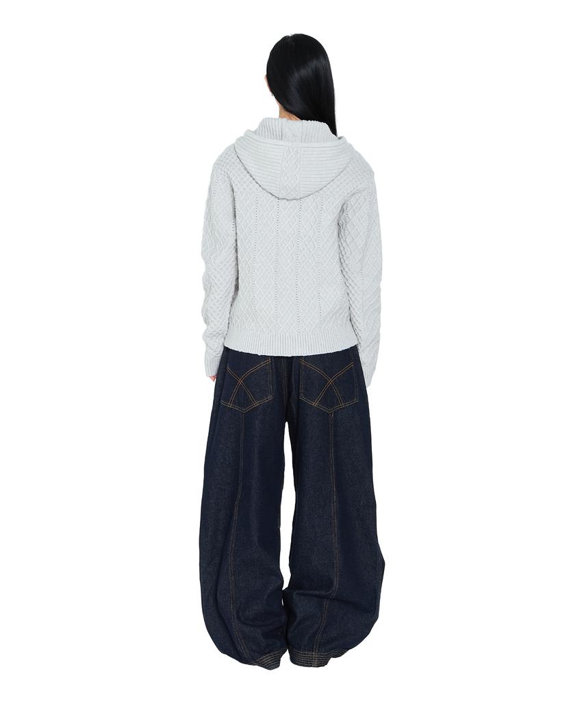 AAKAM Cable Knitted Zip-Up Hoodie (Gray)