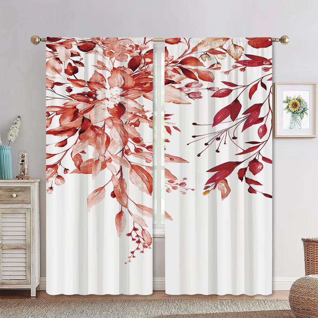 2 панели Европейский пасторальный стиль Минималистский Ветер Растительные Шторы, Зеленые Листья Цветочные Шторы для Гостиной, Спальни, Декоративные
