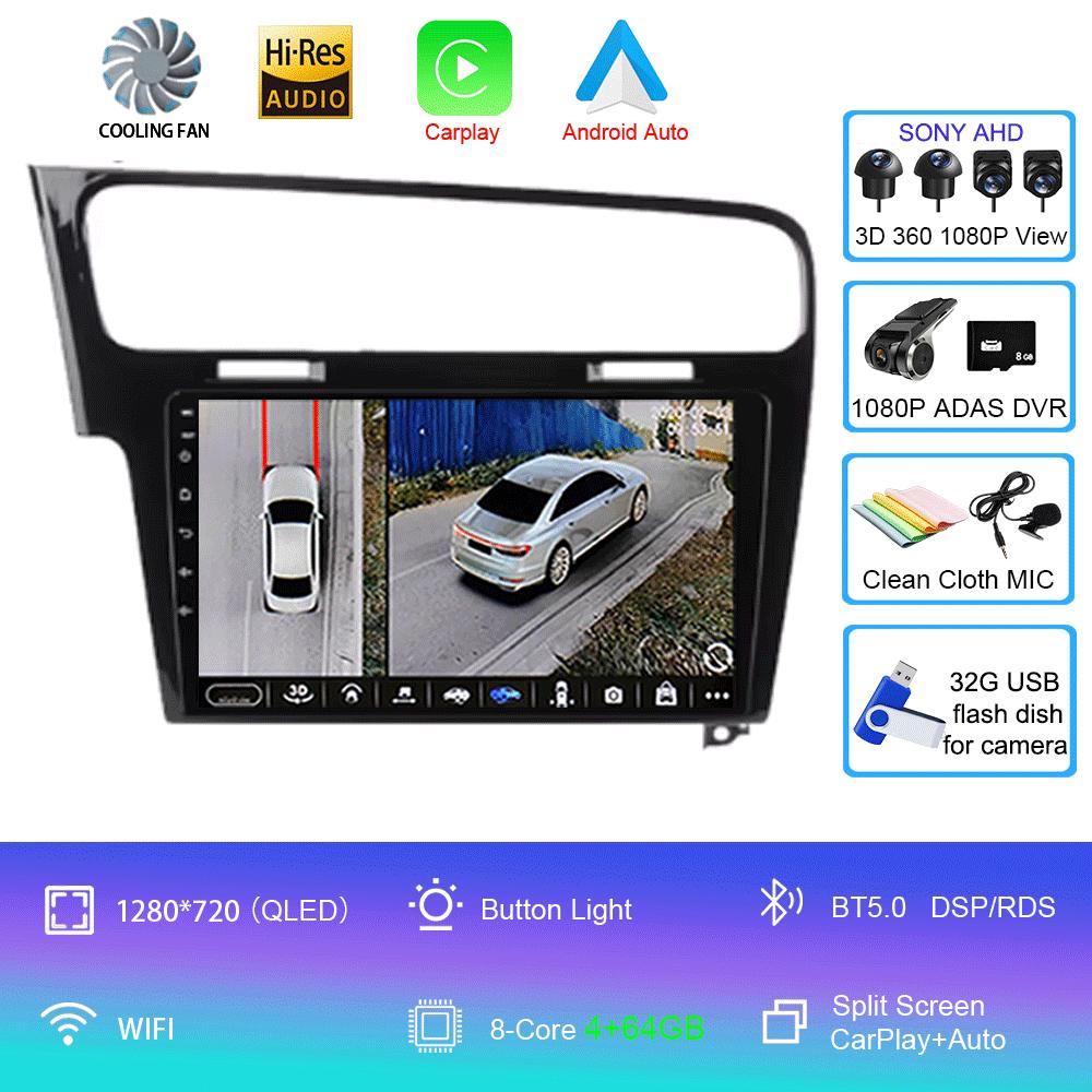 Для Volkswagen VW Golf 7 MK7 GTI 2011 - 2021 Автомобильное радио CarPlay экран HD Мультимедиа Android 14 GPS Стерео Новый Видеоплеер