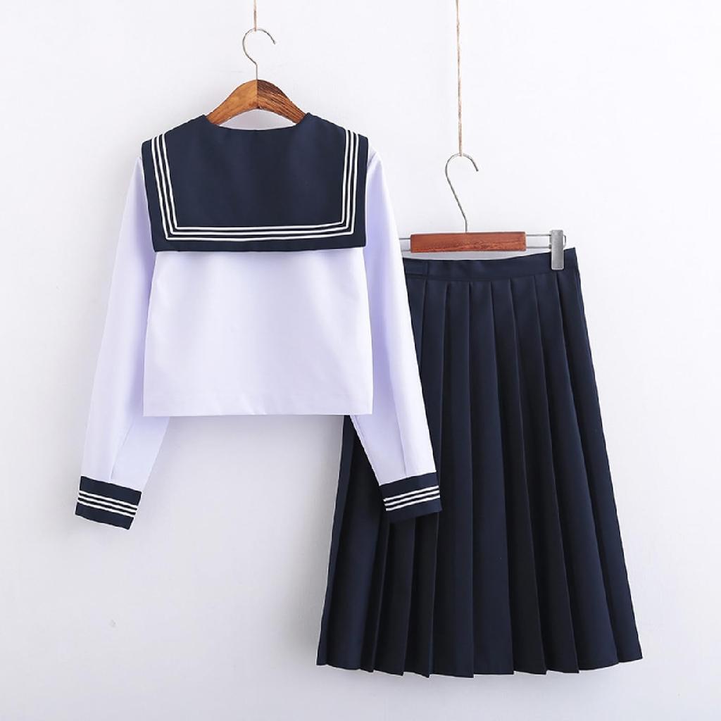Sailor Suit Cosplay Dance Performance New School Costume Top and Bottom Set JK Uniform [FARFADET] 3-Piece (S)