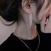 Серьги-гвоздики из серебра 925 пробы с серебряной нитью и блестящей бахромой, длинный дизайн, премиальные, уникальные серьги