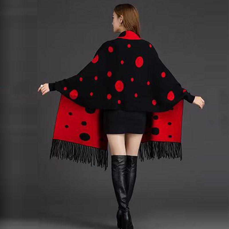 Свитер женский накидка кардиган плащ куртка толстый и теплый новый осенне-зимний платок с рукавами модный шарф двойного назначения