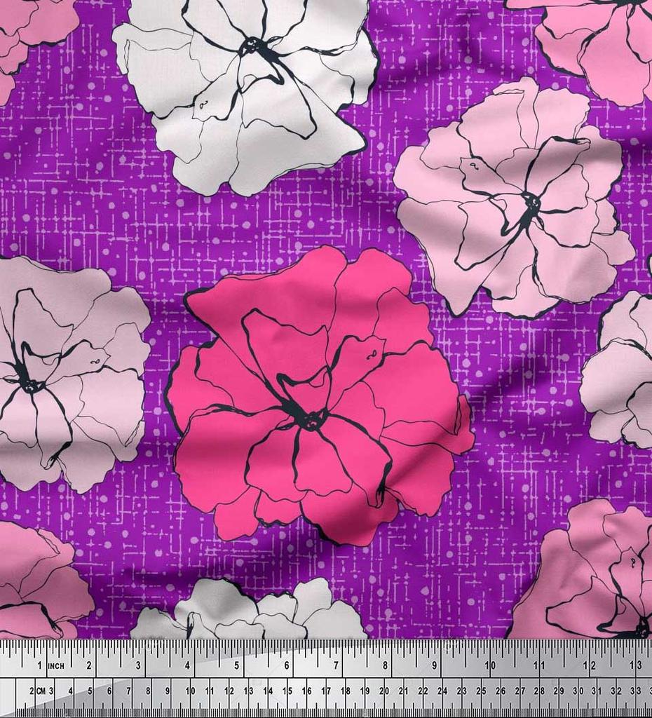 Soimoi Японский креп-атласная ткань с гвоздикой и цветочным принтом, швейная ткань, метр 42 дюйма