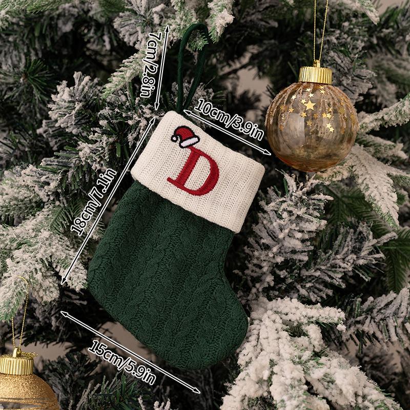 Рождественский чулок Подвеска Рождественский чулок Подарок Украшение Буква алфавита Носок 2026 Новый год Декоративный вязаный носок