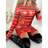 Autumn/Winter Christmas Printed Long Sleeve Slimming Skirt for Women
