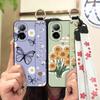 Fashion Design Ring Phone Case For Realme C67 4G Back Cover Kickstand Wrist Strap Anti-dust Anti-knock Soft Case Flower