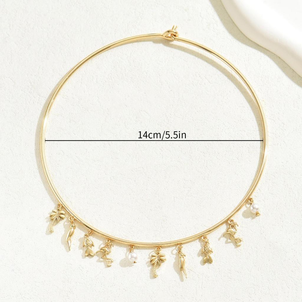 Геометрическое женское колье простой дизайн фламинго кокос инкрустация жемчугом колье универсальное ожерелье