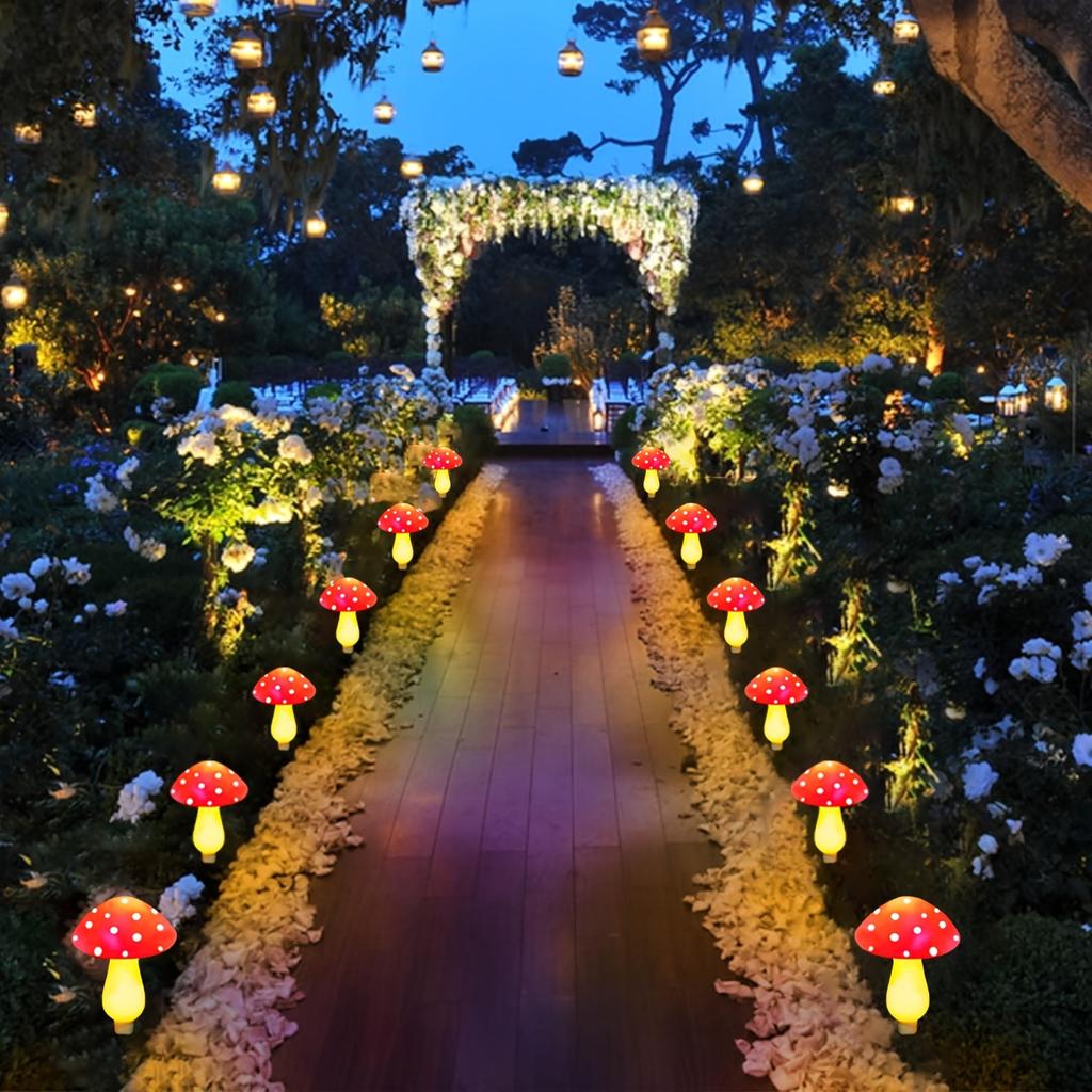 8 шт. солнечных грибовидных светильников для сада - 8 режимов освещения, идеально подходят для дорожек и уличного декора, рождественского декора