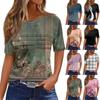 Футболки для женщин, плиссированные, с круглым вырезом, нарядные, повседневные, блузки с принтом, с коротким рукавом, летние топы, свободный крой