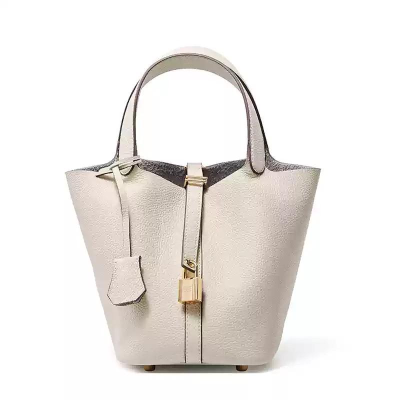 Women's Niche Design Casual Genuine Leather Bucket Handbag