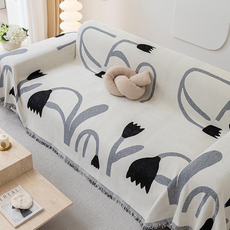 Nordic Wind Senior Sense Sofa Cover Cloth Four Seasons Universal Tassel Towel Chenille Sofa Cover Flower Sofa Blanket