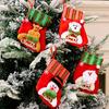 4pcs Merry Christmas Socks Christmas Tree Ornaments Sack Xmas Gift Candy Bag Cute Fabrics