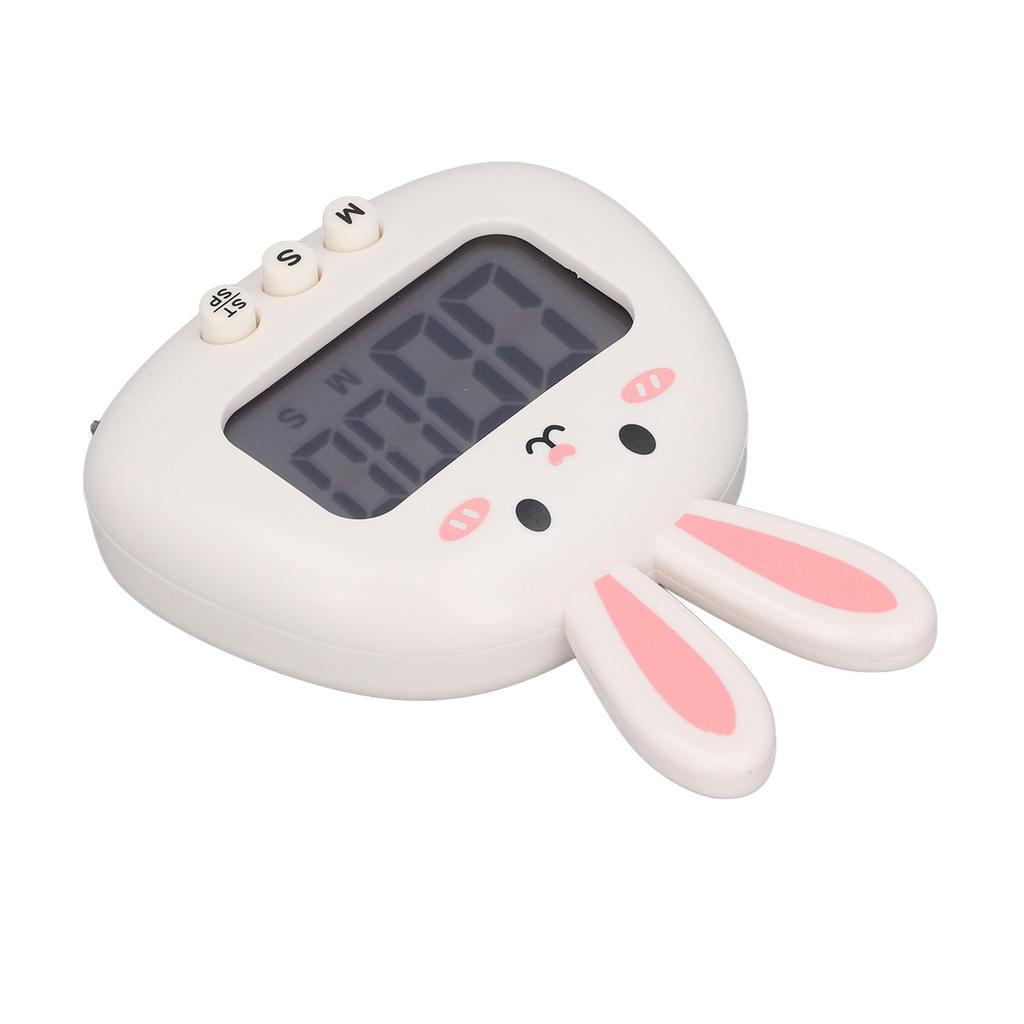 Cartoon Digital Timer ABS Portable Lightweight Simple To Use Cute Cartoon Timer for Kitchen Cooking White Rabbit
