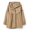 Windbreaker Jacket for Women In Spring and Autumn, Casual, Versatile, Plus Size, Loose Fit, Hooded, Medium To Long Length Jacket, Women's Clothing