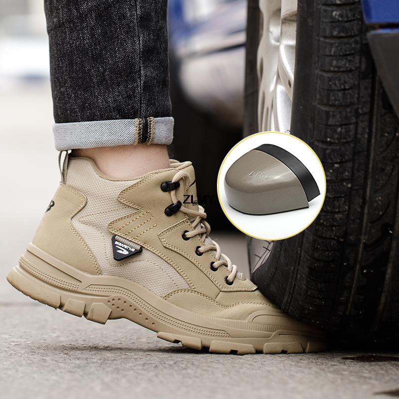 Модные рабочие ботинки с защитой от искр, мужские рабочие ботинки со стальным носком, устойчивые к проколам, противоударные защитные ботинки, высокие мужские ботинки для строительства, новые