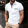 Summer Men's Plaid Polo Shirt Pocket Men's Sports Collar Short Sleeved Polo Shirt Top