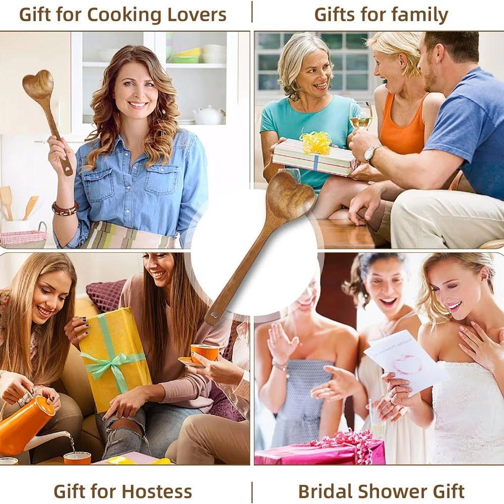 Ergonomic Design Love Wooden Spoon Premium Rice Spoon Portable Heart Spoons For Tea Honey Desserts