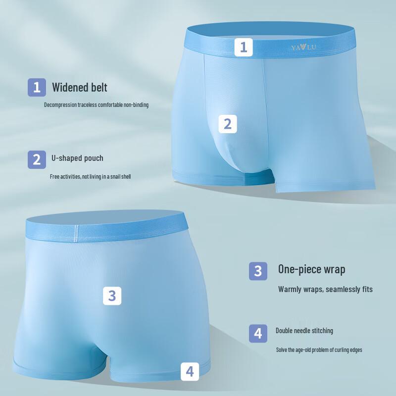Yalu Men's Ice Silk Boxer Briefs (4-Pack)
