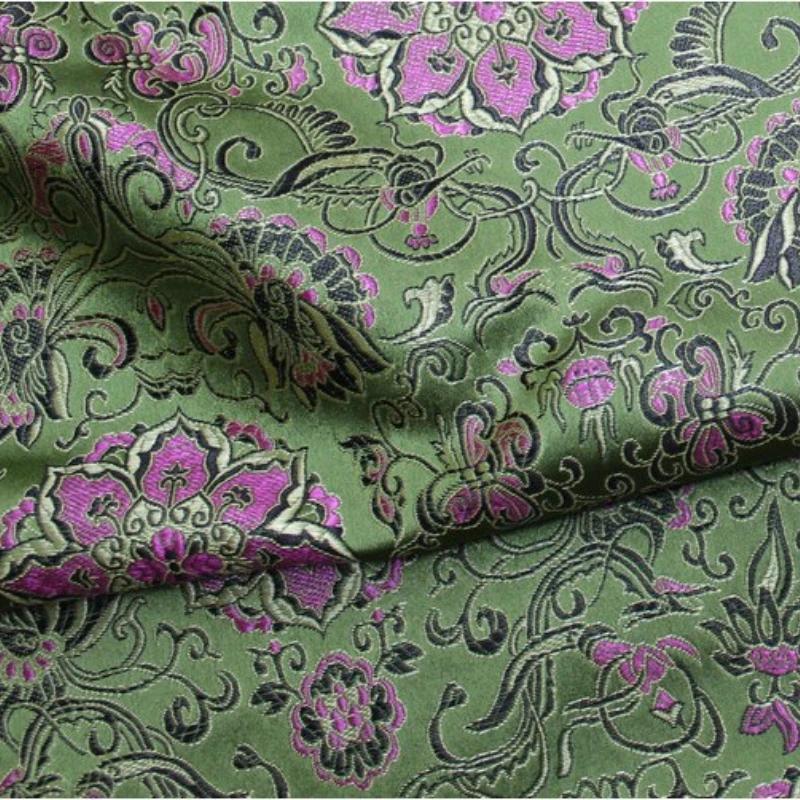 75x100cm Jacquard Floral Style Damask Silk Satin Brocade Fabric Costume Upholstery Furniture Curtain Clothing Material