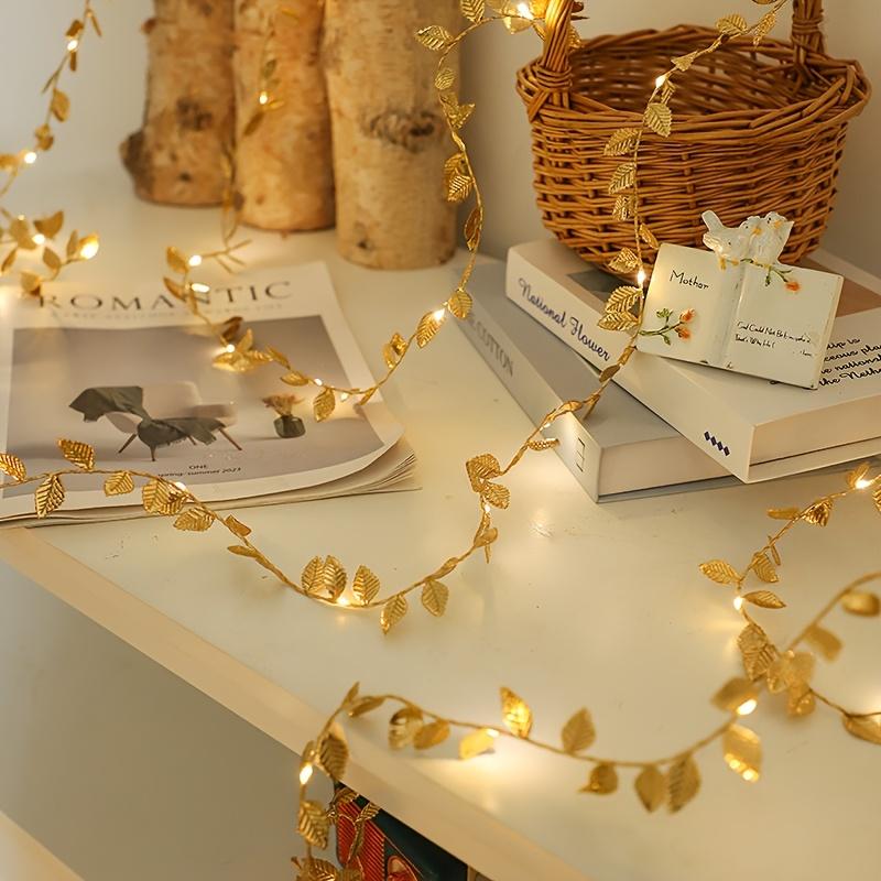 1 шт. 2 м 20 светодиодов Золотые крошечные листья Гирлянды на батарейках Светодиодные медные проволочные гирлянды для свадьбы, дома, вечеринки, DIY, рождественского декора