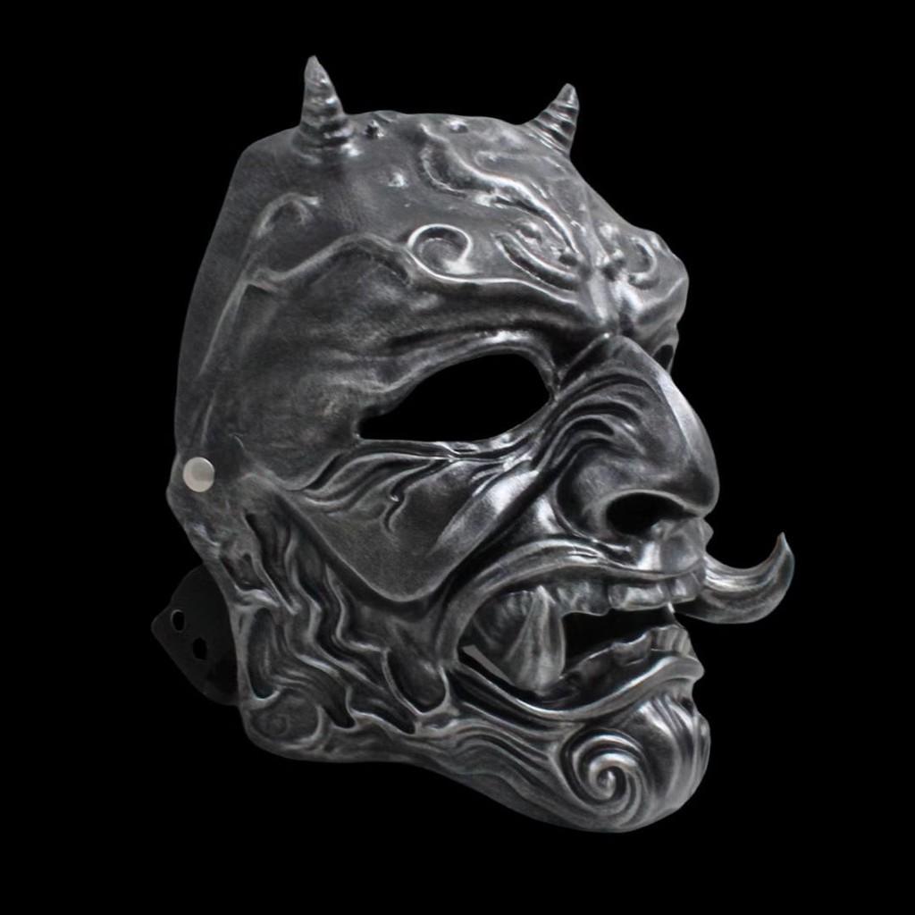 Japanese Hannya Resin Mask With Ancient Silver Finish For Christmas And Halloween