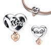 Оригинальный кулон S925 серебро Love You Sister Heart Charm Fit модный браслет DIY ювелирные изделия для сестры изготовление подарка на день рождения