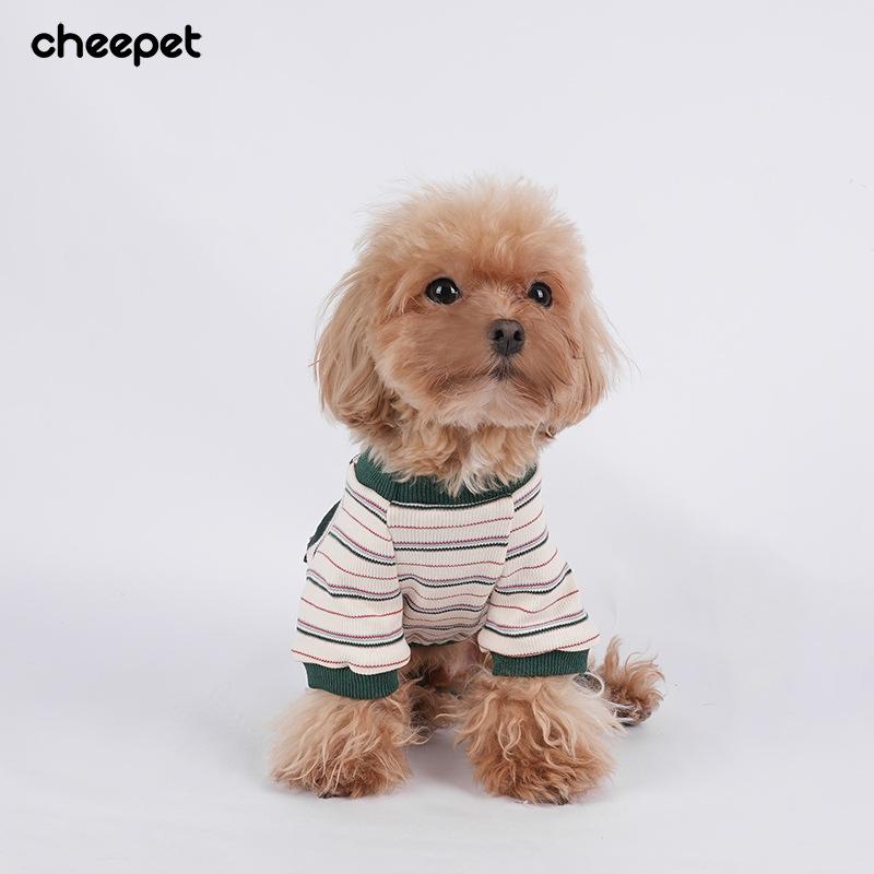 Puppy Dog Clothes Autumn and Winter Basic Striped Four-legged Bottoming Shirt Elastic Cuffs Than Bear Teddy Pet Clothes