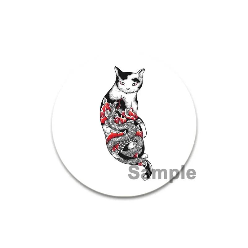 32/44/58 мм мультяшные животные значки на лацкан татуировка кошка эмаль булавка броши для рюкзака декоративные значки из сплава металла ювелирные изделия подарок