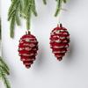 2 Pcs Velvet Christmas Ornaments Shatterproof Glitter Sequins Flocked Bell/Candy Cane/Ice Isicle Hanging Decoration for Xmas Tree Holiday Party Decor