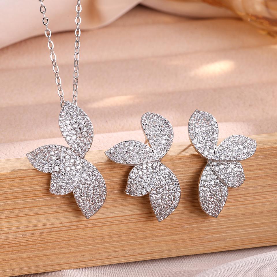 ZAKOL Luxury Marquise CZ Jewelry Set For Women Elegant Teardrop Crystal Dangle Earrings Bridal Wedding Party Jewelry Accessories