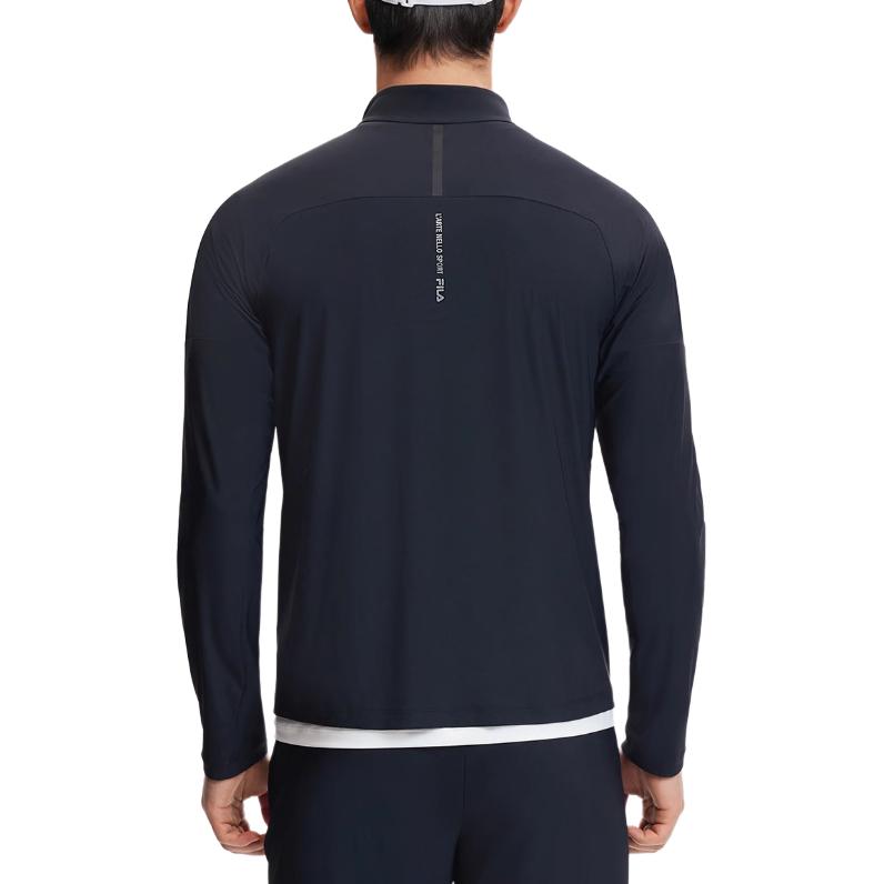 Fila Серия Фитнес Однотонный Простой Принт Маленький Логотип Воротник-стойка Быстросохнущая Мягкая Удобная Куртка с Длинным Рукавом Мужские куртки Черный A11M421506F-BK